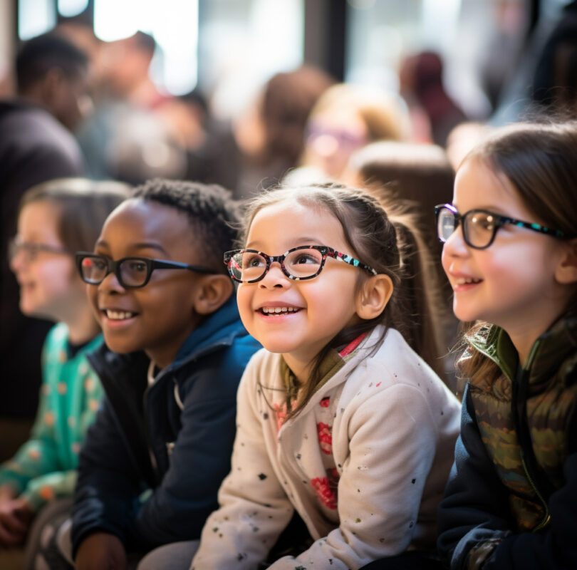 children wearing glasses